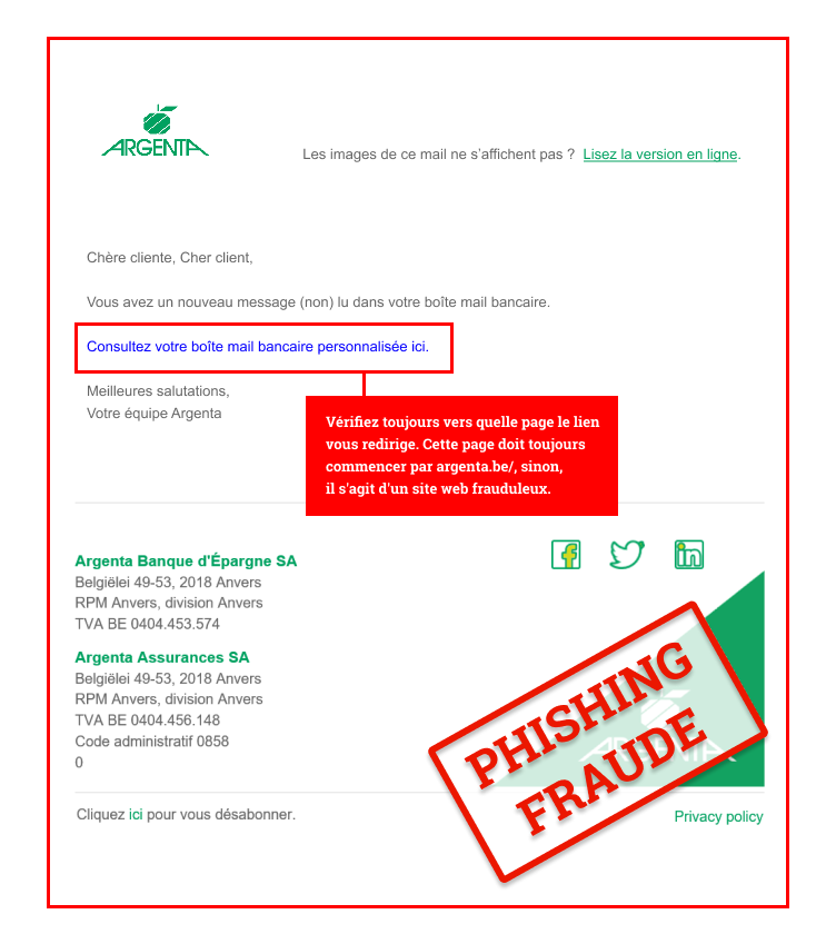 voorbeeld van een Phishing-sms