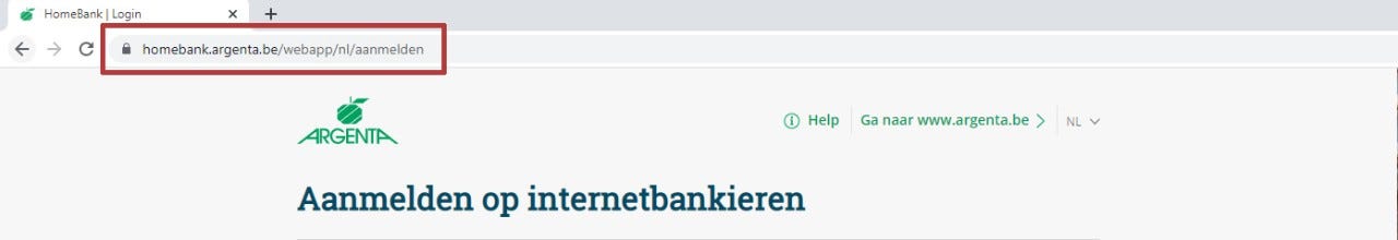 Aanmelden op internetbankieren - voorbeeld van de pagina