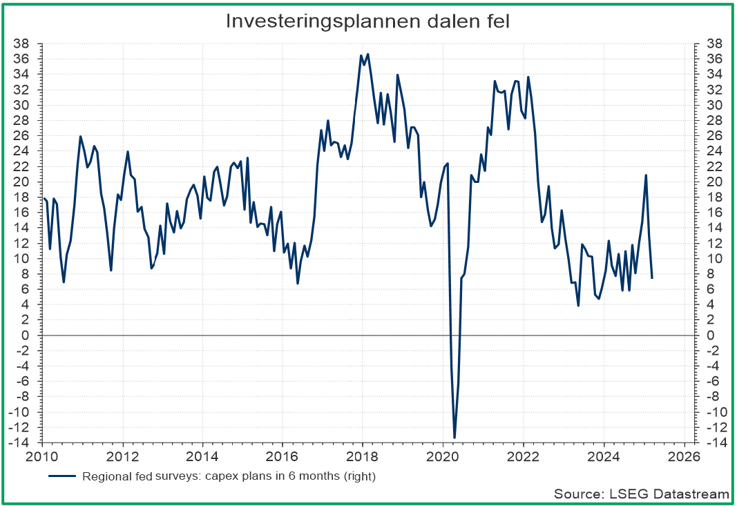 Investeringsplannen dalen fel