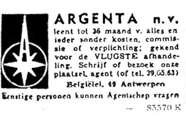 Argenta-advertentie in Kerk & Leven met tekening van een poolster.