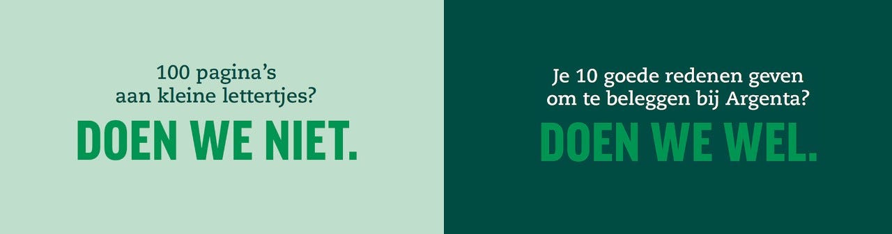 100 pagina's aan kleine lettertjes? Doen we niet. Je 10 goede redenen geven om te beleggen bij Argenta? Doen we wel.