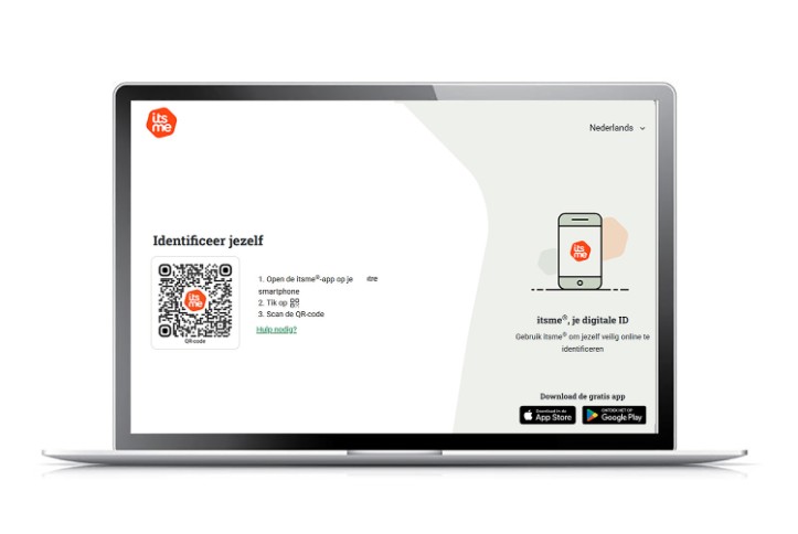 Screenshot van itsme, waar je je moet identificeren