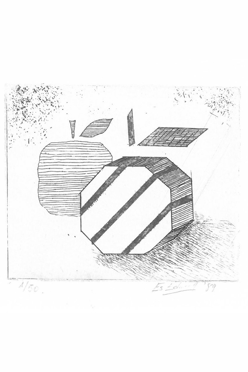 Schets van eerste 'appel'-logo van Argenta