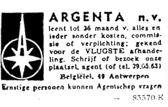Argenta-advertentie in Kerk & Leven met tekening van een poolster.